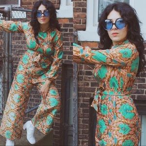 Vintage Pants - TRUE VINTAGE 1960s/70s Quilted Patterned Jumpsuit Vintage Pants - TRUE VINTAGE 1960s/70s Quilted Patterned Jumpsuit
